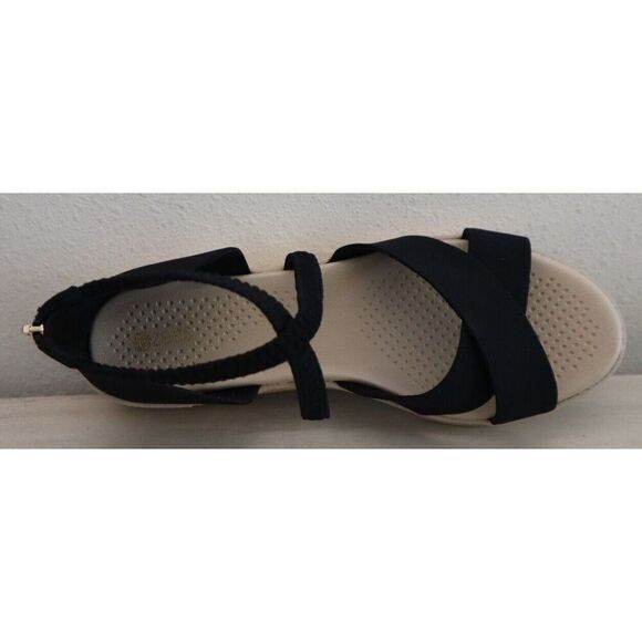 BZees I8760F1002 Women's Sz 10W Black Linen Bali Sand Wedge Strappy Sandals - Picture 10 of 11